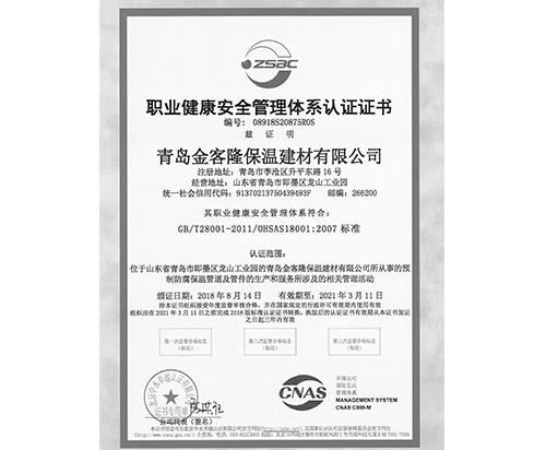 職業(yè)健康安全管理體系認(rèn)證證書